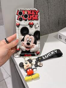 Disney Mickey Mouse Clubhouse Phone Case : 3D Fluffy Pattern Border Protector Phone Soft Phone Case With A Free Cute Mickey Bracelet Chain Lanyard, Mickey, Minnie, Goofy, Donald Duck, Daisy Duck, Pluto, For Apple 17 Promax 17 Pro 16 15 14 13 12 11 Pro Max XS Max X XR Soft Cover Summer Phone Case - trắng - Xem 3