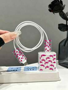 Bộ 3 ốp bảo vệ họa tiết chim hồng hạc, tương thích với bộ sạc nhanh Apple 18W/20W. - Nhiều màu - Xem 5