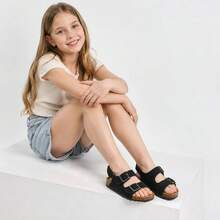 Sepatu Flat Anak Klasik Bergaya, Sandal Gabus Vintage untuk Balita - Hitam - View 2