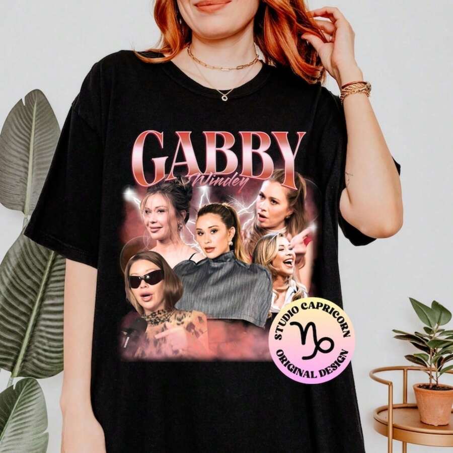 Gabby Windey Reality TV T1EE Retro 90s UniS1ex ShirtFor woman shirt Camiseta 100% Algodón Unisex - Playera Casual Premium de Corte Cómodo - Negro - Ver 1
