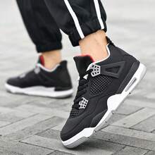 Men Fashion Street  Casual Sneakers, Hollow Grid Vent Panels, Arch Support Cushion Base, Sweat-Wicking Soft Liner For Daily Commute & Gift Pick - Black and Red DJ4 - View 7
