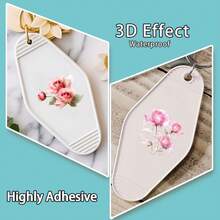 54pcs Abstract Pink Roses UV DTF Stickers, Colorful UV DTF Transfer Stickers, High Viscosity UV DTF Transfer Paper Creative Floral Patterns, Durable Adhesive, Home Decorations, Enthusiasts Suitable For Keychains, Small Pendants, Mugs UV DTF Keychain Sticker(Stickers Solely) - Multicolor - View 6