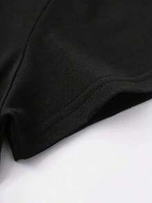 Plus Size T-Shirt With Round Neck, Short Sleeves And Letter Print, Summer T-Shirt - Black - View 4