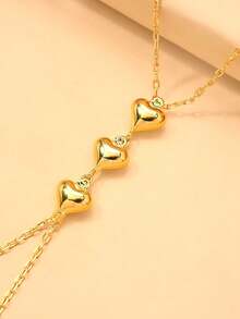 1 chiếc dây đeo ngón tay hình trái tim 3D bằng kim loại thời trang, trang sức đeo tay tối giản đa năng. - yêu - Xem 4