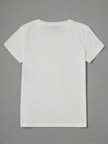 1 pieza de camiseta con diseño de perlas y jeans azules |     Camiseta Casual para Mujer, Estampado de Perlas Inspirado en el Denim, Cuello Redondo, Mangas Cortas, Fibra Transpirable, Primavera y Verano, 180g Algodón 100% - Negro 1 - Ver 8