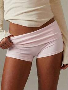 cortos de mujer Vaiaye de unicolor, ajuste delgado, cintura baja, mini shorts, estilo minimalista, adecuados para verano, playa bohemia, fiesta y uso diario - Rosa - Ver 9