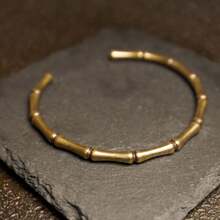 1 chiếc vòng tay bằng đồng kiểu Zen, thắt nút tre, tối giản và thanh lịch, quà tặng doanh nhân dành cho nam giới, đa năng để đeo hàng ngày. - Vàng - Xem 2