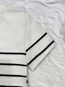Vestido mini casual de mujer con rayas, de verano - Blanco - Ver 4
