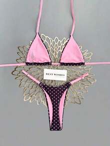 Conjunto de bikini de rayas coloridas y sexy para primavera/verano 2026, traje de baño de estilo minimalista de tres puntos para mujeres jóvenes - Multicolor 4 - Ver 3