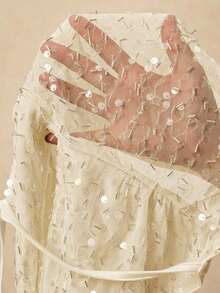 Top camisola con tirantes finos, espalda descubierta, bordado de lentejuelas y diseño romántico para vacaciones, camisola con lentejuelas brillantes, camisola con brillo, top camisola con tirantes finos y lentejuelas en color albaricoque - Albaricoque - Ver 8