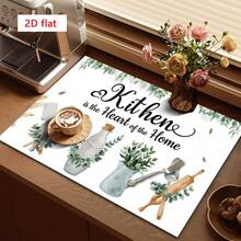 1 pieza Alfombrilla absorbente con estilo acuarela de hoja verde, adecuada para secar vajilla, máquinas de café, utensilios de cocina, mesas de comedor y cafeterías, almohadilla de drenaje multiusos, regalo para el hogar, decoración de escritorio - XYLSD-321 - Ver 2