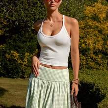 Women's Long Floral Print Wide Waist A-Line Skirt, Countryside & Holiday Style, Summer - Verde - Ver 7