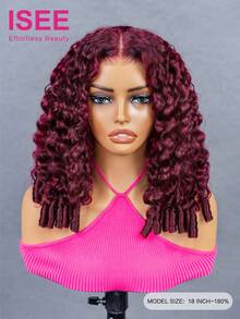 ISEE HAIR Wear Go 无胶缅甸卷发假发 13*6 透明蕾丝假发 180% 密度 16-24 英寸常规尺寸 酒红色 预剪蕾丝 预拔发际线 真人发 日常佩戴 女性 - S99J - 查看 4