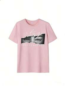 Short-Sleeve T-Shirt With Inspirational Text And Grunge Print,  Short-Sleeve T-Shirt For Spring And Summer 2026, Made In Mexico, 180 Grams. Cartoon Print, Couple Design, Suitable For Indoor Or Outdoor Wear. Crew Neck, Unisex, Ideal For Office And Leisure. One-Pack. - PK-P631577SLNDXZGY415 - 查看 2