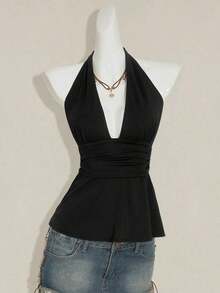 Top de tirantes sin espalda negro tipo babydoll para mujer, diseño de Halloween - Multicolor 2 - Ver 3