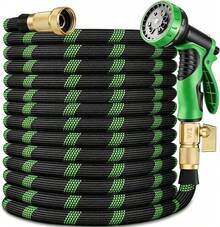 OSIDOOL 100ft Garden Hose With 10-Function High-Pressure Spray Nozzle, Lightweight, Non-Expandable Water Hose For Yard, Lawn, Car Wash & Outdoor Use, 25/50/75/100FT Choosable - Blue - View 1