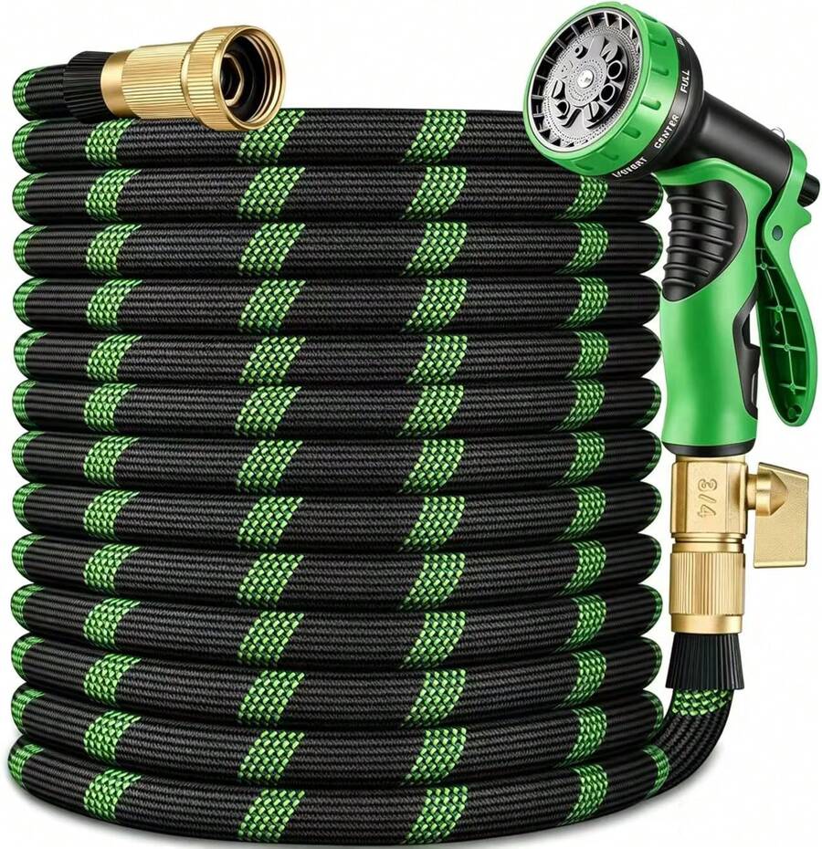 OSIDOOL 100ft Garden Hose With 10-Function High-Pressure Spray Nozzle, Lightweight, Non-Expandable Water Hose For Yard, Lawn, Car Wash & Outdoor Use, 25/50/75/100FT Choosable - Blue - View 1