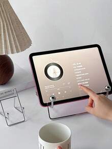 1/2pcs Metal Phone & Tablet Stand, 2-In-1 Desktop Support Stand For IPad & Computer, Bedside Slouchy Reading Rack, Desk Reading Rack, Student Bookshelf - Silver - View 2
