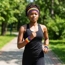 Juego de muñequeras y diadema deportiva arcoíris, muñequera y diadema atlética a rayas para gimnasio, entrenamiento, baloncesto, fútbol, tenis, ciclismo y fitness, juego de muñequeras para hombres, mujeres y jóvenes, accesorios para el cabello de verano - Multicolor - Ver 6