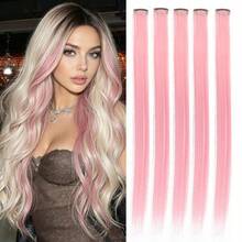 5pcs Blue Hair Clips Extensions, Women Synthetic Fiber Wigs, Can Match Various Hairstyles Without Going To Salon, Suitable For Daily Use And Parties - Multicolor - View 14