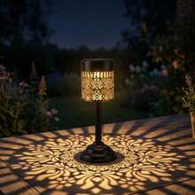 1pc Solar Mandala Peony LED Table Lamp, IP44 Waterproof Metal Outdoor Garden Pathway Decor Light - Multiple Specifications - View 12