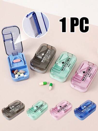 3-In-1 Portable Pill Cutter & Organizer - Precision Tablet Splitter With Secure Storage Compartment, Built-In Pill Crusher & Weekly Dose Box,Travel-Friendly Medication Cutter; Ideal For Daily Pills, Vitamins & Supplements - Perfect For Seniors, Caregivers, Nurses, Commuters, Travelers, Camping, Emergency Kits & Home Use