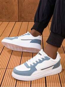 36-45 Unisex Lace-Up Casual Sneakers, High-Quality White Shoes, Versatile Soft-Sole Student Skateboard Shoes, Comfortable & Non-Fatiguing - Navy Blue - View 3