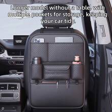 Bolsa de almacenamiento para respaldo de asiento de automóvil de cuero PU con bandeja/escritorio plegable, organizador multibolsillo para el respaldo del asiento con soporte para tableta/computadora portátil y portavasos, protector de respaldo de asiento universal, adecuado para SUV y sedán, accesorio de viaje para automóvil, regalo - Múltiples estilos - Ver 13
