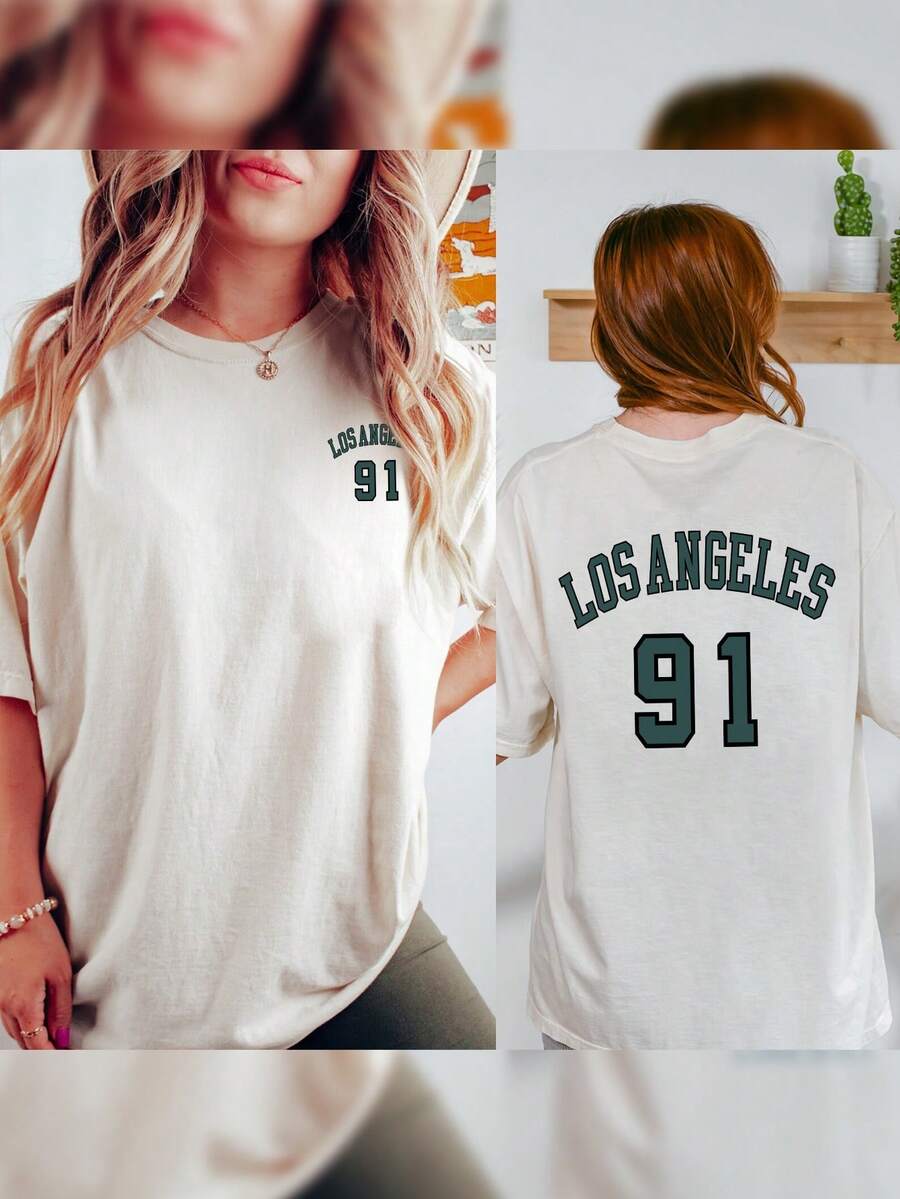 Plus Size Short Sleeve T-Shirt For Women - Casual Round Neck Blouse With A And H Silhouette, Loose Fit, Medium Stretch Fabric, Casual Spring-Summer Outfit, Machine Washable Tunic For Stylish Outfits With Jeans (Chinese Multicolor Options) Y2k T-Shirt Shirt - 白色 - 查看 1