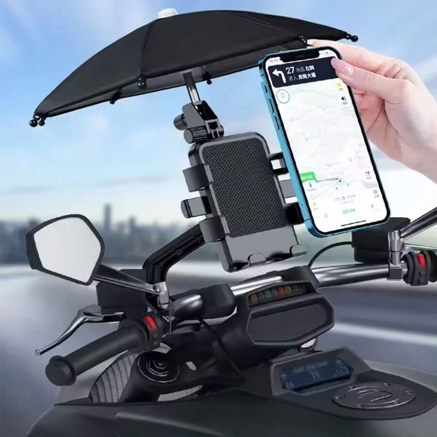 Ô dù kiêm giá đỡ điện thoại khi đạp xe ngoài trời, chống mưa và chống chói, ô dù mini có kẹp điện thoại, ô dù trang trí dễ thương, giá đỡ điện thoại mới cho xe đạp điện/xe máy/xe đạp khi đạp xe ngoài trời. - Nhiều màu - Xem 1
