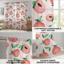 NOSBEI Cortinas transparentes em aquarela pêssego suave (2 peças/1 peça), tecido de poliéster com bolso para varão, filtragem de luz, decoração estética pastel de verão para quarto de bebê e sala de estar, 132 cm de largura x 213 cm de comprimento - Multicolorido - Ver 10