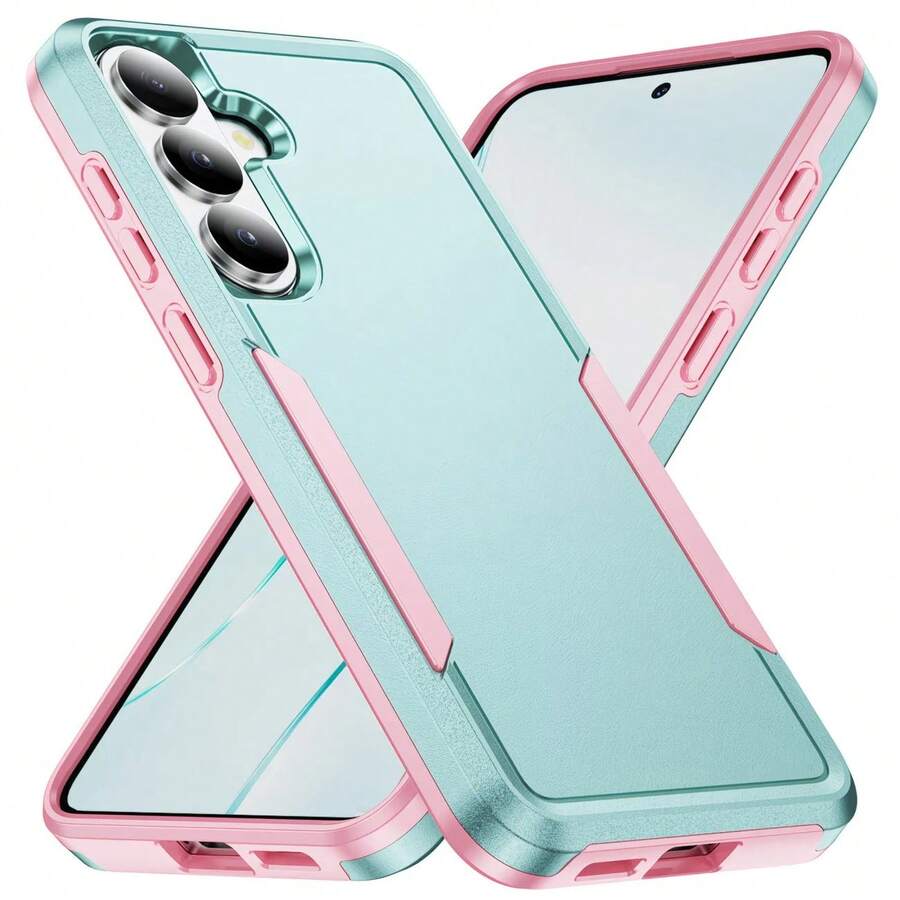 軍用級手機殼,適用於 Galaxy A06 A36 A26 A56 A25 A05 A35 A55 A14 A54 A33 A53 A71 A73 A17 S26 S25 S23 S22 S21 S26 Ultra S25 FE S24 Plus,裝甲防護殼 - 綠粉紅色 - 查看 1