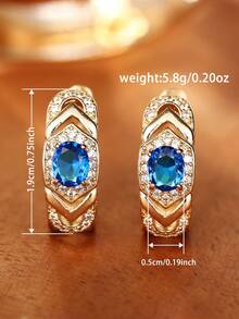 1 paire de boucles d'oreilles créoles élégantes en zirconium cubique, conçues pour les femmes, convenant pour les mariages, les fiançailles, les fêtes d'anniversaire, les cadeaux de la Saint-Valentin - 1# - Voir 9