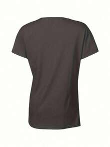 Camiseta Casual de Moda con Cuello Redondo para Mujer, Día de la Madre |   Manga corta, tela ligeramente elástica, diseño geométrico, temática de repostería, ideal para deportes diarios y para regalar a amigos y familiares - Camiseta unisex de algodón 100% puro, estilo vintage urbano, cuello redondo y corte holgado. - Negro - Ver 3