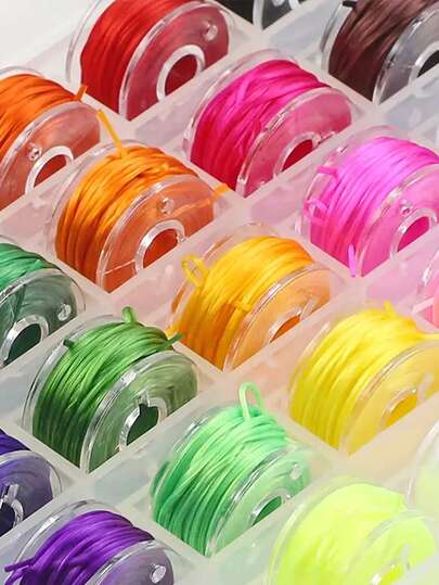 25 Rolls/Box 0.5mm Elastic Cord, Suitable For Bracelet Making, Strong & Durable Elastic Cord, 25 Types Of High Elasticity Jewelry Cord, Suitable For Jewelry, Necklace And Decoration Making