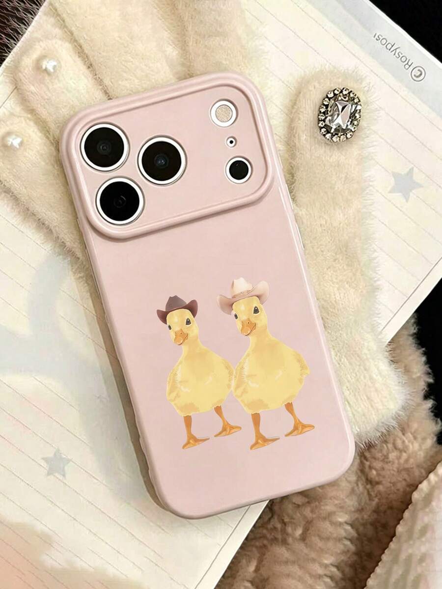 1 chiếc ốp lưng điện thoại TPU mềm mại, chống sốc, họa tiết vịt dễ thương tối giản, có thiết kế hình trái tim bên hông, thích hợp làm quà tặng sinh nhật/ngày lễ cho bạn bè, gia đình, người yêu, phù hợp với các dòng điện thoại 17/16/15/14/13/12/11/X/XR/XS MAX, Galaxy A56/55/A03S - Nhiều màu - Xem 1