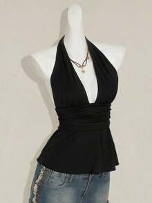 Top de tirantes sin espalda negro tipo babydoll para mujer, diseño de Halloween - Multicolor 2 - Ver 7