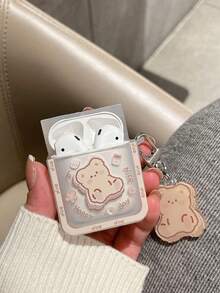 Cute Cookie Bear & Apple Series Earphone Protective Case, Soft Transparent Cartoon Case Compatible With Apple 2 - Multicolor - View 5