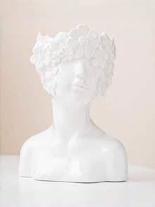1 pièce Vase à tête blanche, pots de fleurs sculpture minimaliste moderne, jardinière buste unique pour la décoration de la maison et du bureau, centre de pièce esthétique - Visage de pétale - Voir 8