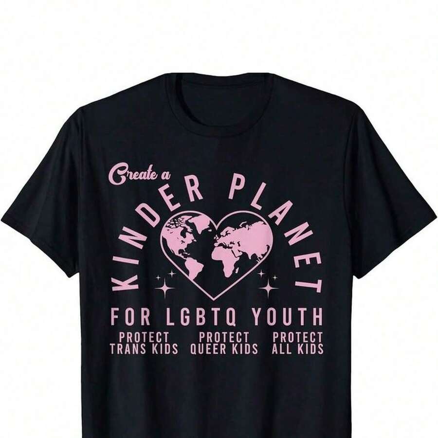 Create A Kinder Planet LGBTQ Ally Protect Trans Kids LGBT T-Shirt For Women - 100% Cotton Unisex T-Shirt - Premium Casual Comfortable Fit - 黑色 - View 1