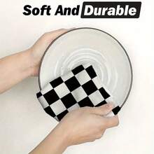 2pcs Black And White Checkered Dish Cloths - Reusable, Washable, Super Absorbent Microfiber Kitchen Towels, 23.6x15.7in, Contemporary Style For Home & RV Use, Durable & Easy To Clean, Dish Towels For Kitchen Suitable For Birthdays, Anniversaries, Valentine's Day, Thanksgiving, Christmas, Halloween, Weddings, And New Year's Gifts, This Is An Ideal Present For Her, And Also A Great Choice For Him, Family, Boyfriend, Girlfriend, Father, Mother, Lover, Daughter, Son, Grandparents, Friends, Classmates, And Pets.It Can Be Used On Sofas, Beds, In Cars, Bedrooms, Living Rooms, Offices, Outdoor Camping, Beaches, Etc., As Wall Decorations, Bedroom Decorations, Halloween Decorations, Autumn Home Decor, Autumn Decorations, Christmas Party-Themed Kitchen Towels, Christmas Decorations, And Office Decorations. - Nhiều màu 14 - Xem 5
