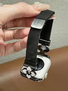 Dây đeo đồng hồ hình hoa thời trang, tương thích với Apple Watch. - màu đen - Xem 4