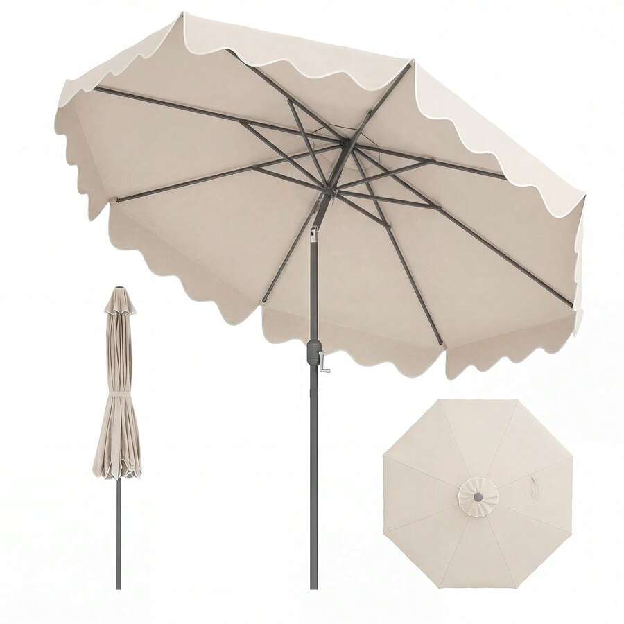 Outdoor Parasol, Stand And Base - Beige - View 1