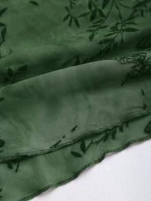Camiseta de tirantes con cuello halter de estilo retro y romántico para mujer - Verde Oscuro - Ver 7
