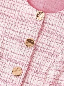 Conjunto de 2 piezas para mujer: Chaleco de metal de un solo pecho y shorts para el verano - Rosa - Ver 9
