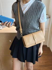 Túi đeo chéo tối giản đa năng dành cho nữ, phù hợp cho đi làm, mua sắm, công sở, hẹn hò và nhiều dịp khác, một chiếc túi xách thời trang và thanh lịch. - Màu Khaki - Xem 5