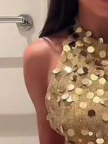 Áo hai dây dệt kim đính sequin gợi cảm dành cho nữ, thích hợp cho bãi biển, kỳ nghỉ, trang phục mùa hè thường ngày, áo tank top hai dây thời trang đa năng. - Vàng - Xem 3