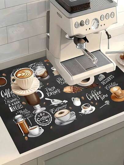 Aeomjk 1Pc Mini Coffee Maker Kitchen Countertop Drip Pad, Mini Water Dispenser Strong Absorbent Pad, Coffee Bar Mat, Insulation Coaster, Oil Resistant Table Mat, Mini Coffee Bar Mat Accessories For Countertop Super Absorbent Anti-Slip Silicone Dish Drying Mats For Kitchen Counter Draining Pad Decor Gift Fit Coffee Maker Coffee Pot Espresso Machine Christmas For Holiday Gift Giving