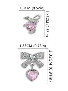 10 piezas Accesorio de arte de uñas, Lazos rosas ovalados exquisitos y dulces, Gemas de uñas con forma de corazón brillante, Decoraciones de uñas DIY que se utilizan en salones de uñas, uñas, ropa, bolsos, zapatos, fundas de teléfono, y también son adecuadas para la vida diaria y las fiestas festivas - Multicolor - Ver 6