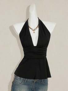 Top de tirantes sin espalda negro tipo babydoll para mujer, diseño de Halloween - Multicolor 2 - Ver 4